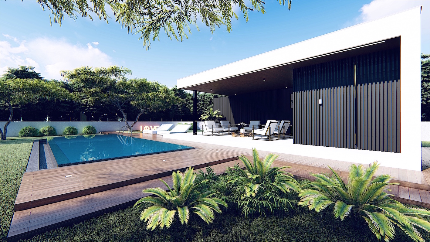 modern swimming pool modern garden house 2