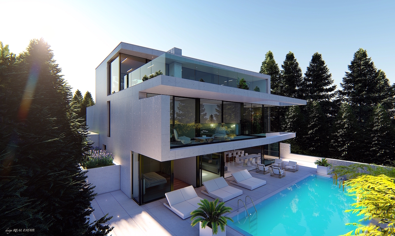 concrete villa on hill